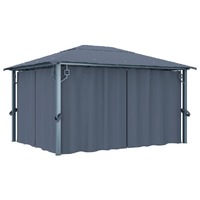  Gazebo with Curtain 400x300 cm Anthracite Aluminium
