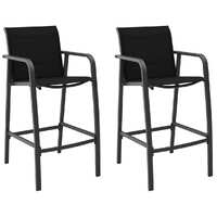  Garden Bar Chairs 2 pcs Black Textilene