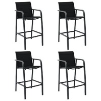  Garden Bar Chairs 4 pcs Black Textilene
