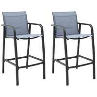  Garden Bar Chairs 2 pcs Grey Textilene
