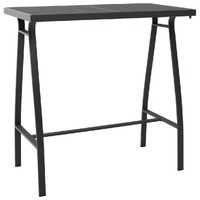  Garden Bar Table Black 110x60x110 cm Tempered Glass