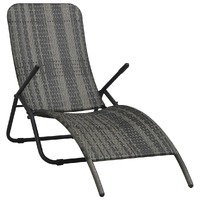  Folding Sun Lounger Poly Rattan Grey