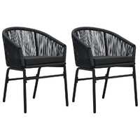  Garden Chairs 2 pcs Black PE Rattan