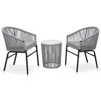  3 Piece Bistro Set with Cushions PE Rattan Grey