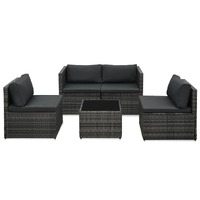  5 Piece Garden Lounge Set with Cushions Poly Rattan Grey