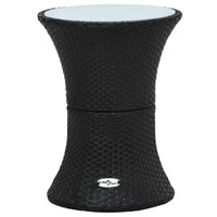  Garden Side Table Drum Shape Black Poly Rattan