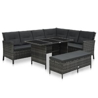  3 Piece Garden Lounge Set with Cushions Poly Rattan Grey