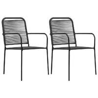  Garden Chairs 2 pcs Cotton Rope and Steel Black