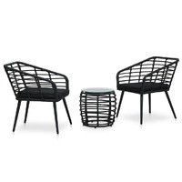  3 Piece Bistro Set Poly Rattan Black