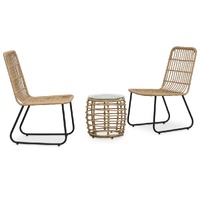  3 Piece Bistro Set Poly Rattan Oak