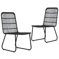  Garden Chairs 2 pcs Poly Rattan Black