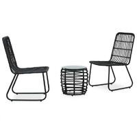  3 Piece Bistro Set Poly Rattan Black