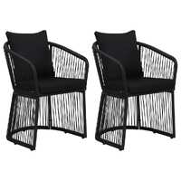  Garden Chairs 2 pcs with Cushions and Pillows PVC Rattan Black