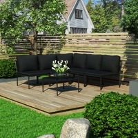  6 Piece Garden Lounge Set with Cushions Black PVC