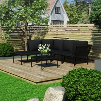  6 Piece Garden Lounge Set with Cushions Black PVC