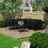  6 Piece Garden Lounge Set with Cushions Black PVC