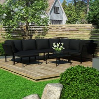  8 Piece Garden Lounge Set with Cushions Black PVC