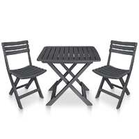  3 Piece Folding Bistro Set Plastic Anthracite