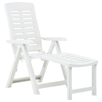  Folding Sun Lounger Plastic White