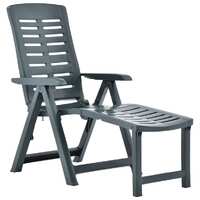  Folding Sun Lounger Plastic Green