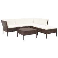  6 Piece Garden Lounge Set with Cushions Poly Rattan Brown