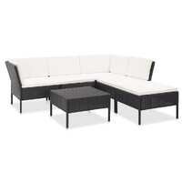  6 Piece Garden Lounge Set with Cushions Poly Rattan Black