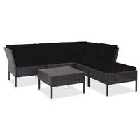  6 Piece Garden Lounge Set with Cushions Poly Rattan Black