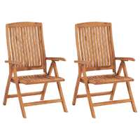  Reclining Garden Chairs 2 pcs Solid Teak Wood