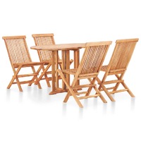  5 Piece Folding Outdoor Dining Set Solid Teak Wood