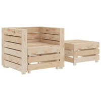  2 Piece Garden Pallet Lounge Set Wood