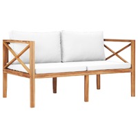  Garden Bench with Cream Cushions Solid Teak Wood