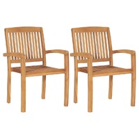  Stacking Garden Dining Chairs 2 pcs Solid Teak Wood