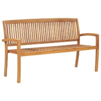  3-Seater Stacking Garden Bench 159 cm Solid Teak Wood