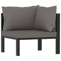  Sectional Corner Sofa with Left Armrest Poly Rattan Anthracite