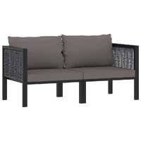 2-Seater Sofa with Cushions Anthracite Poly Rattan