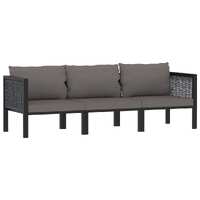  3-Seater Sofa with Cushions Anthracite Poly Rattan