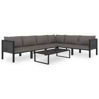  7 Piece Garden Lounge Set with Cushions Poly Rattan Anthracite