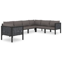  7 Piece Garden Lounge Set with Cushions Poly Rattan Anthracite