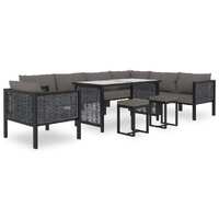  10 Piece Garden Lounge Set with Cushions Poly Rattan Anthracite