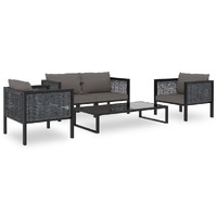  5 Piece Garden Lounge Set with Cushions Poly Rattan Anthracite