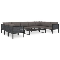  10 Piece Garden Lounge Set with Cushions Poly Rattan Anthracite