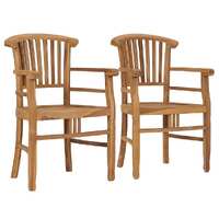  Garden Chairs 2 pcs Solid Teak Wood