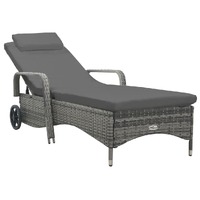  Sun Lounger with Wheels Poly Rattan Anthracite