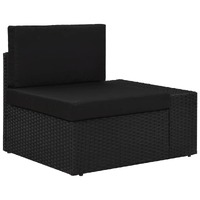  Sectional Corner Sofa with Left Armrest Poly Rattan Black