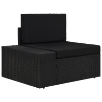  Sectional Corner Sofa with Right Armrest Poly Rattan Black