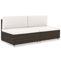  Sectional Sofa 2-Seater Poly Rattan Brown