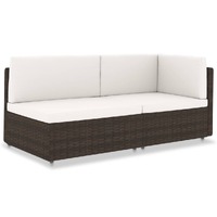  Sectional Sofa 2-Seater Poly Rattan Brown