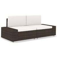  Sectional Sofa 2-Seater Poly Rattan Brown