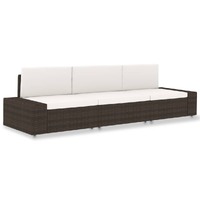  Sectional Sofa 3-Seater Poly Rattan Brown