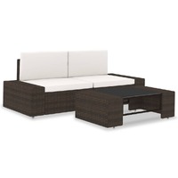  3 Piece Garden Lounge Set Poly Rattan Brown